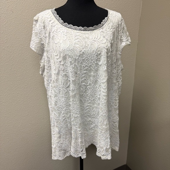 Torrid Size 3 White Lace Blouse Plus Size Boho Romantic Top - Picture 2 of 11